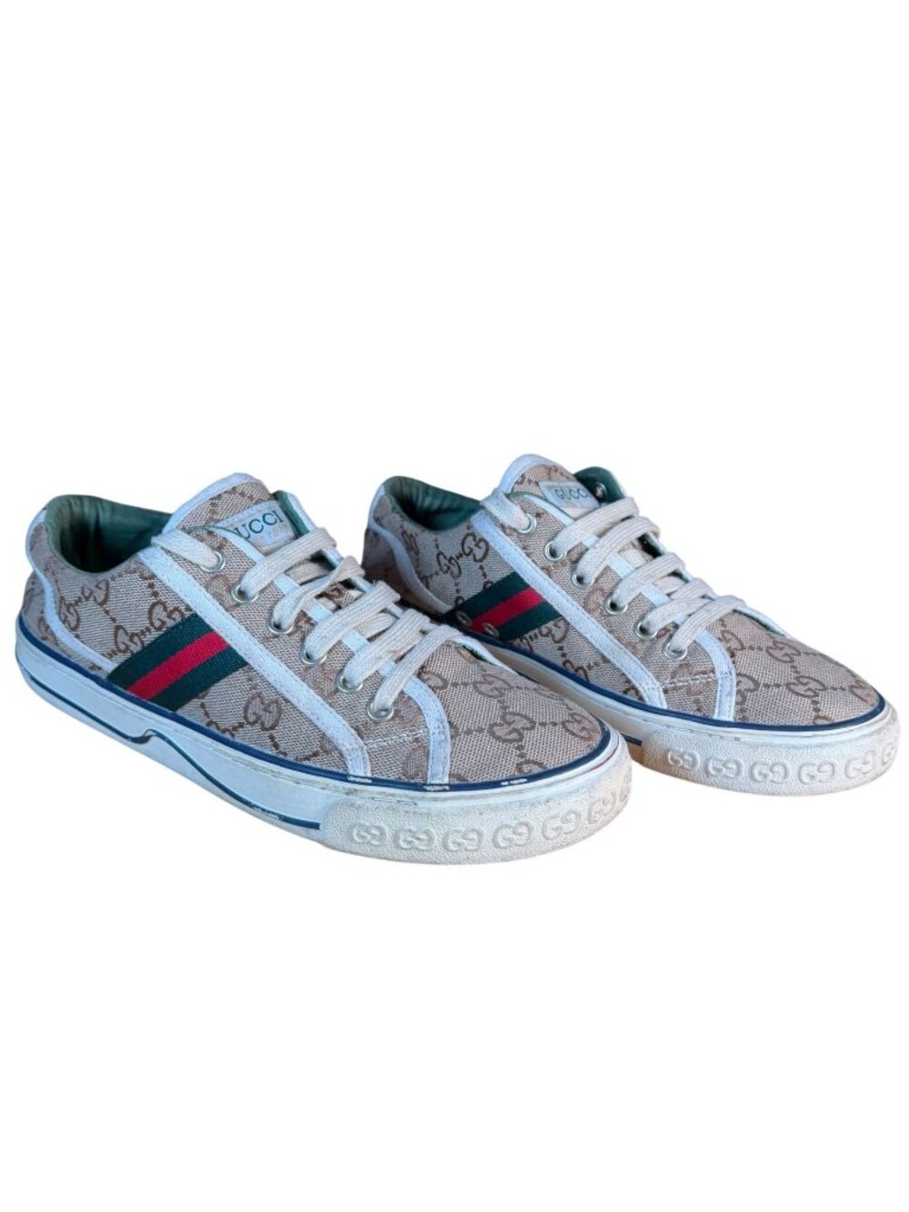Gucci Tennis 1977 GG Canvas Sneakers Beige Size EU 41 US 11
